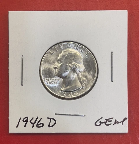 1946 D Washington Silver Quarter, Gem Uncirculated.