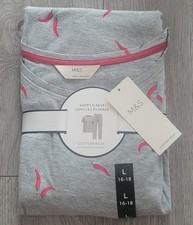 Marks and Spencer  Cotton Rich Short Sleeve Long Leg Pyjamas Colour Grey Size L