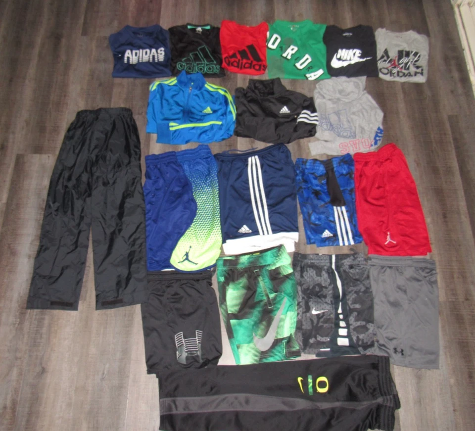 NIKE UNDER ARMOUR ADIDAS Boys Small 8 10 Lot Of Shirts Pants Shorts Jackets 19pc - Image 2 of 4