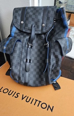 Louis Vuitton Damier Graphite Stripe Christopher PM N42422 Canvas Blue 
