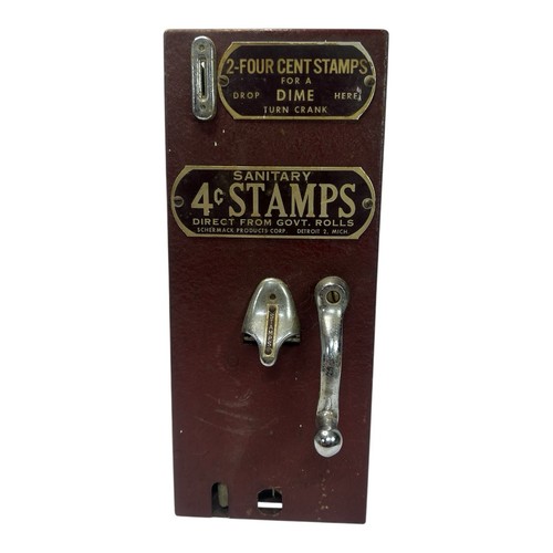 Antique Schermack 4¢ Sanitary Stamp Vending Machine Parts Repair Display 