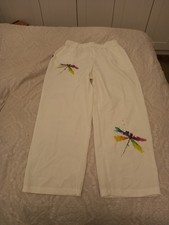 Ladies Polyester Whote Trousers 26 Inch Inside Leg Size Large Approximately 14