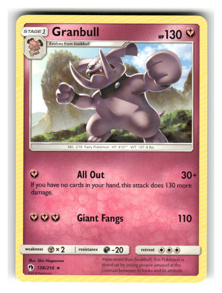 Granbull 138/214 Rare Lost Thunder Pokemon Lightly Played