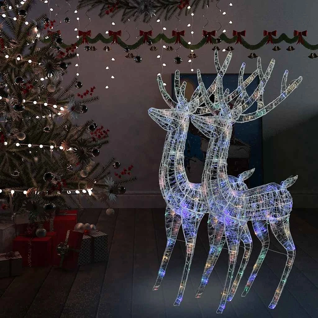 COSTWAY 3-teiliges LED Rentier Failie Groß, Beleuchtete Weihnachtsdeko