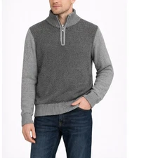 Guess Mens Gray Knit Quarter Zip Sweater XS Long Sleeve Pullover Casual Top