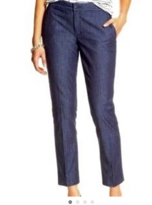 Banana Republic Hampton Fit Chambray Blue Pants Women s 4/27 Ankle Straight Leg
