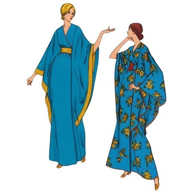 70er Jahre Schnittmuster, Kaftan, Mui Mui - Brustumfang: 38'' (97 cm)