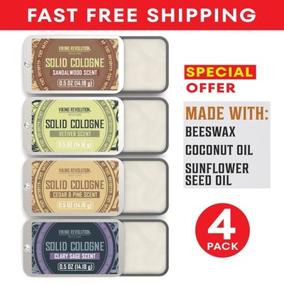 Viking Revolution 4 Pack Men's Solid Cologne 0.5oz Each   Solid Perfume Gift Set