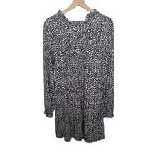 BODEN Women's 10R Long Sleeve Belted Shift Ditsy Floral Dress Beige Black Retro