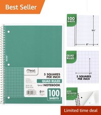 Durable Green 1 Subject Notebook with Graph Ruled Pages - 100 Sheets, 7.5x10.5
