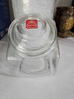Vintage Glass Nabisco Tilted Jar With Red Logo