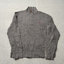 Polo Ralph Lauren Sweater Mens Small Gray Cotton Knit Old Money 1/4 Zip Pony