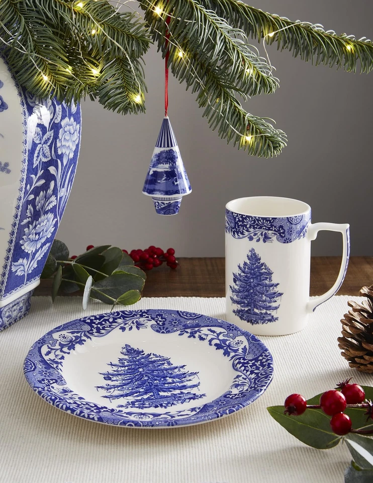 Blue Italian 8" Christmas Plate - Earthenware Celebration Platter with Tree M... - Image 2 of 4