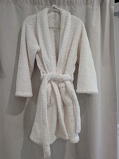 Pottery Barn Teddy Bear Robe White Small Plush Sherpa Cozy Spa Lounge