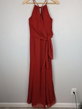 Azazie Dress Womens A8 Morgan Red Maxi Formal Gown Sleeveless Bridesmaid Elegant