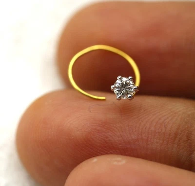 Runder, Glitzernder Diamant Nasenring F/VVS1 3 MM 18K Gelbgold - Bild 1 von 4