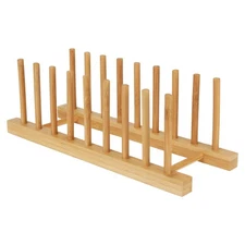 Yuixoseu Bamboo Dish Drying Rack Kitchen Cabinet Organizer, Plate Pot Lid Org...