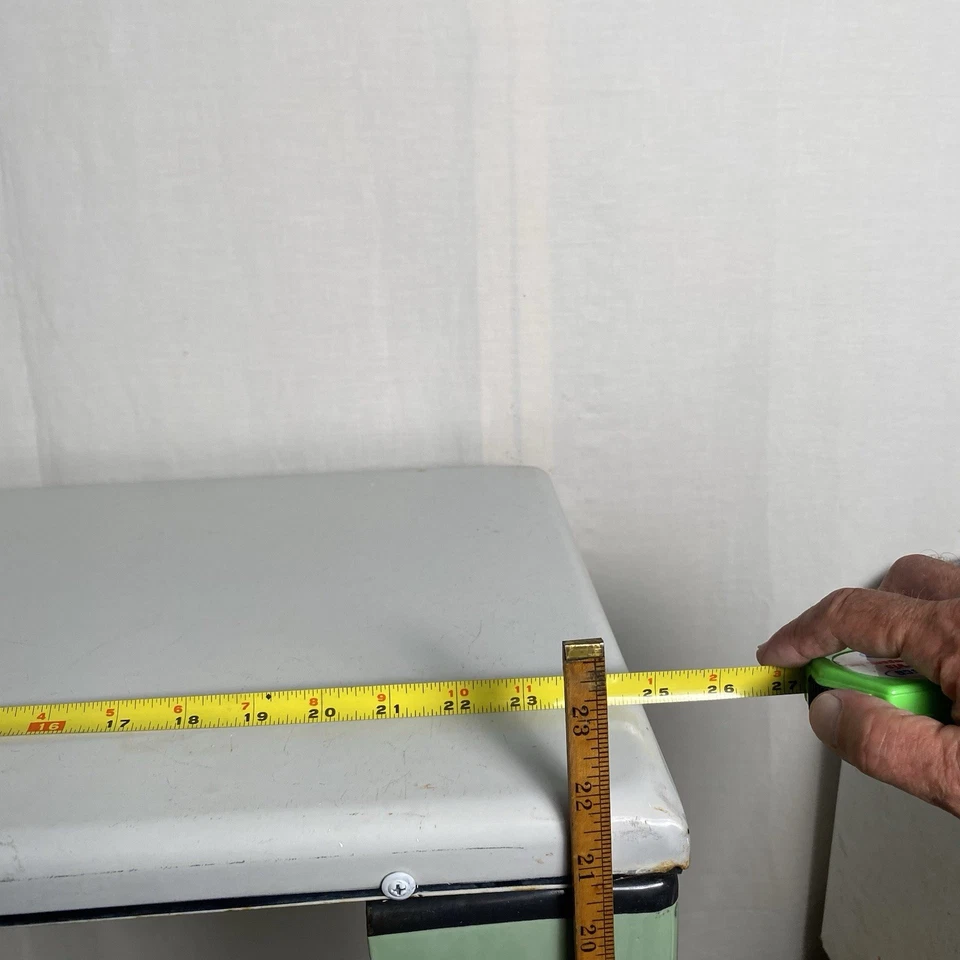 Antigua mesa Art Deco vintage de porcelana de los años 30/40 patas blancas/verdes ¡pequeña! Foto 4 de 4