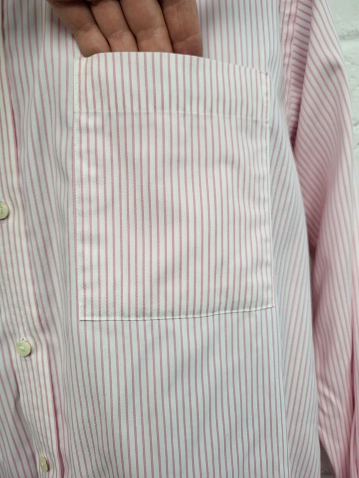 Thomas Pink-Pink & White Striped Long Sleeve 'The Traveller' Shirt 16.5".PW - Image 4 of 4