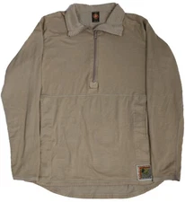 DAMAGED Small -USMC Tan Frog Waffle Fleece Quarter Zip Grid Marine Corp Shirt