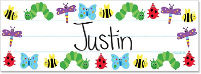 Products Bugs Kids Name Plates for Desks Cubbies Lockers   9.5 X 2-7/8 Inch, 36