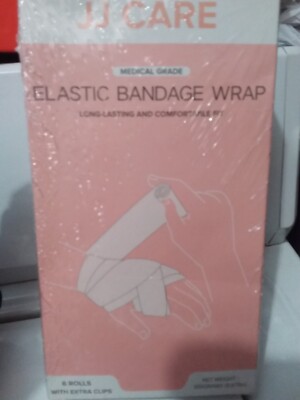 6 Pk - J J Care Medical Grade Elastic Bandage Wraps W/Clips, 2 Sizes
