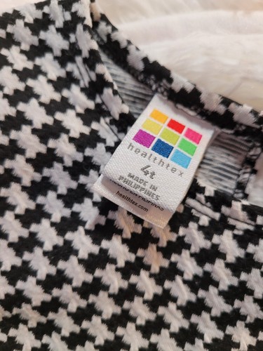 Healthtex Girls Herringbone Dress Black White Sz 4T Midi Swirl Skirt button - Picture 7 of 12