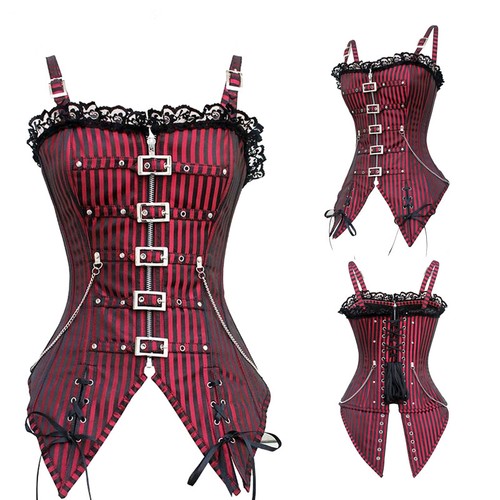Women Overbust Boned Corset Burlesque Basque Top Lace-Up Costume Dress Size 6-24 - Bild 34 von 35