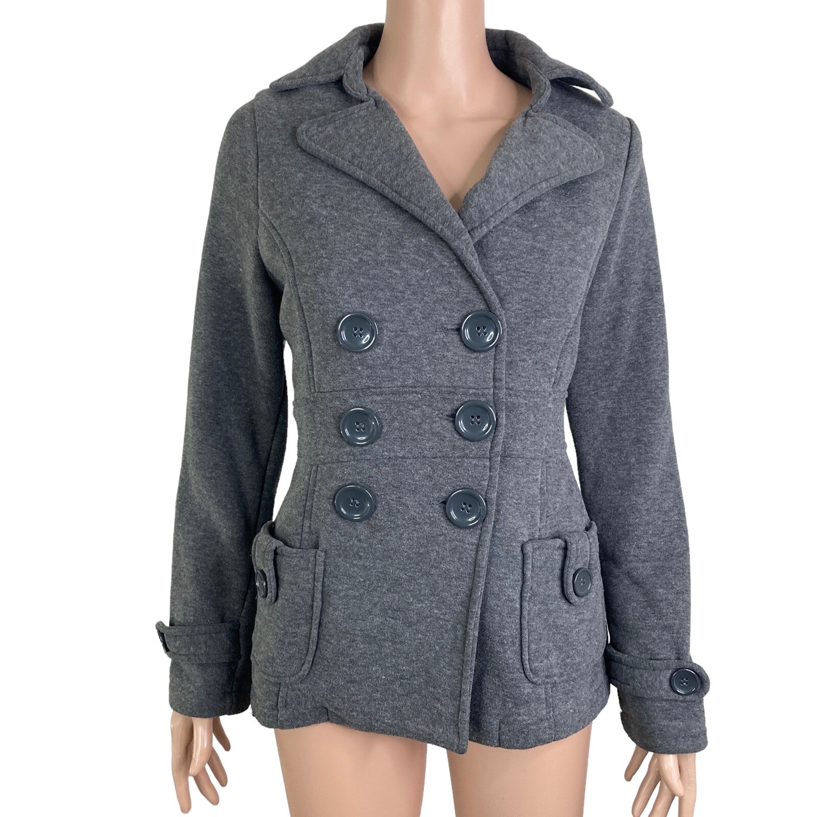 Iris Basic Jacket Womens Medium Gray Trench Butto… - image 9
