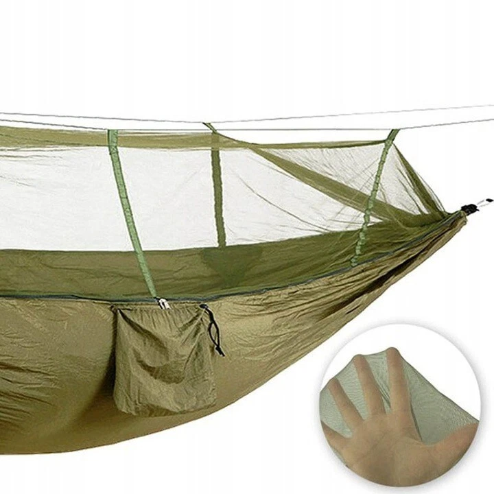 Hammock Outdoor Hanging Camping Swing Bed Chair Person With Mesh Ultra Light - Image 2 of 4