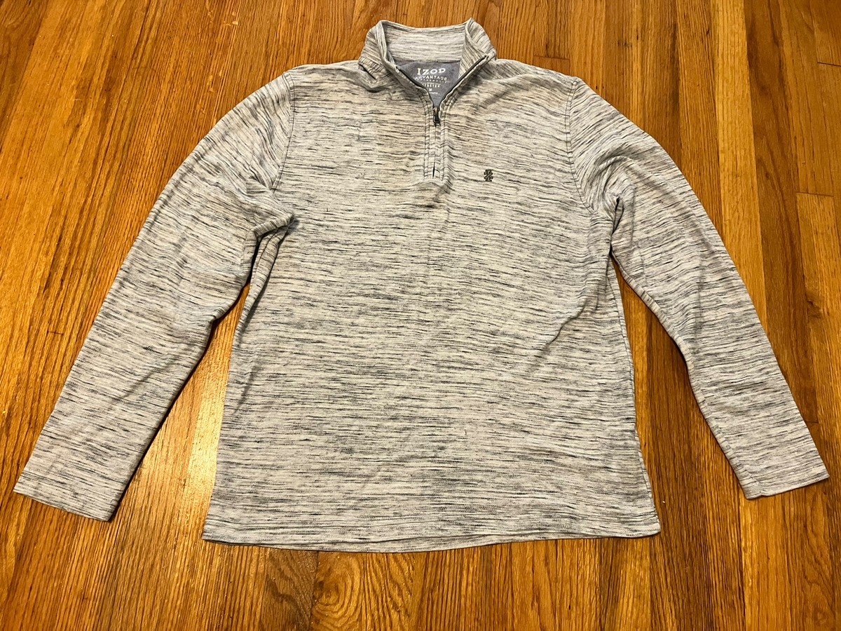 IZOD Advantage Performance Stretch 1/4 Zip Fleece Gray/White