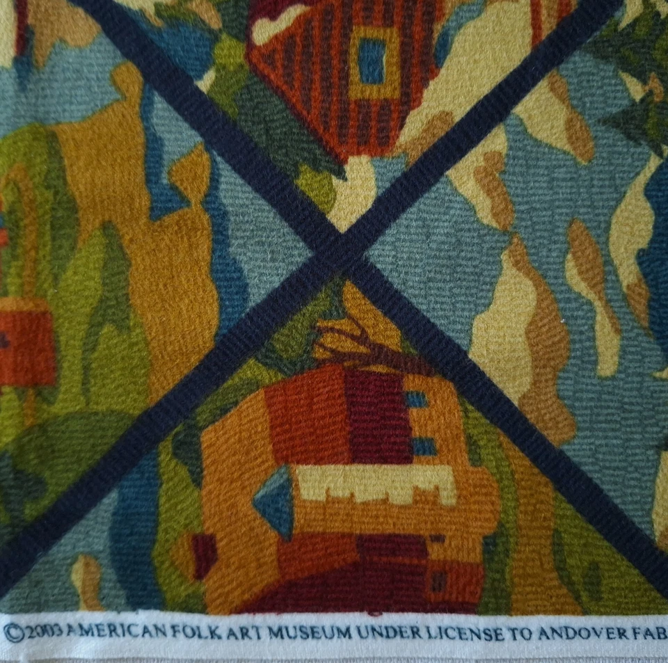 Landscape Tiles Cotton Fabric 2 YD Katie Hall Andover American Folk Art Museum - Image 4 of 4