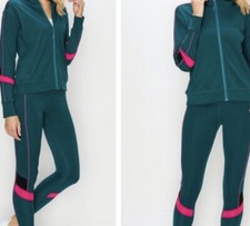 Women  s NWT DARK TEAL 2 Piece Jogger Activw Wear Set Med