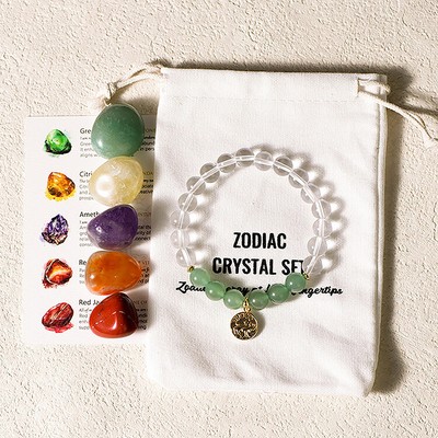 Zodiacsigns Beads Bracelets Set Crystal Healing Stone for Energy Generator 