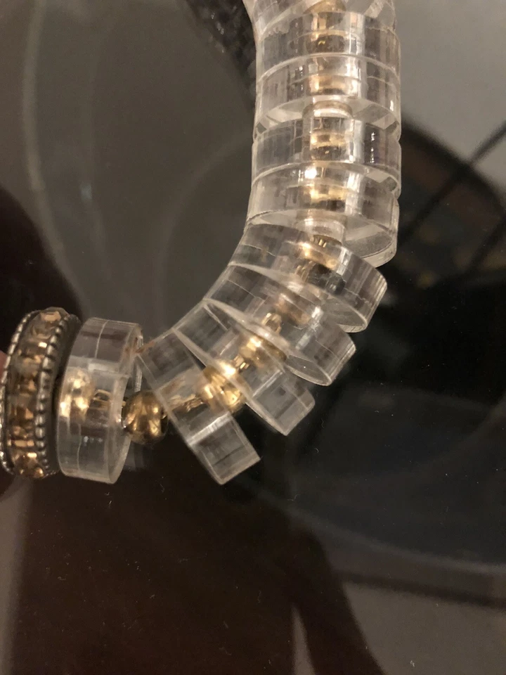 Colar de cristal médio vintage Giles & Brother Bro Lucite e ouro metal misto - Imagem 3 de 4