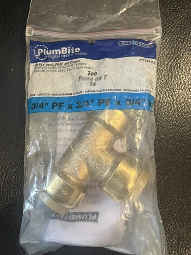 Jones Stephens C77440LF PlumBite Lead Free Push On Tee 1/2-In - Picture 1 of 2