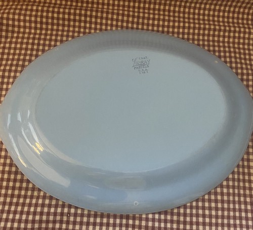Vintage 2) Lu-Ray Pastels T.S.&T. USA 13.25” Platters Pale Yellow + Blue 1940’s - Picture 7 of 10