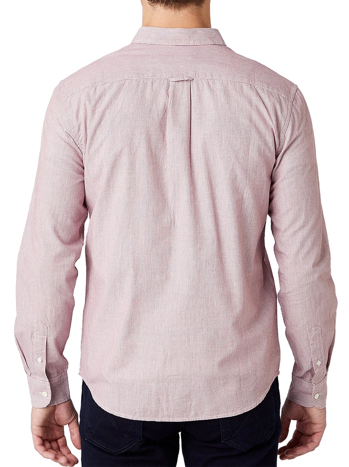 Wrangler - Camisa De Negocios Casual Para Hombre A Rayas Rojas Regular Fit - Imagen 2 de 4