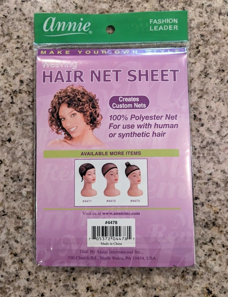 НОВАЯ СЕТКА ДЛЯ ВОЛОС ANNIE BLACK WEAVING #4478 100% ПОЛИЭСТЕР СЕТКА 17 дюймов x 27,5 дюйма - Изображение 2 из 4