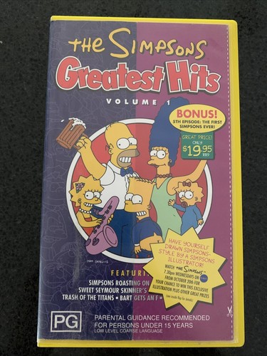 The Simpsons, Greatest Hits Volume 1, 1990 VHS, 5 Episodes Including 1st Episode