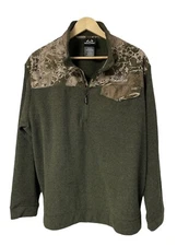 Realtree Camo Pullover XL Green with Camoflauge Trim 1/2 Zip Logo Casual NICE