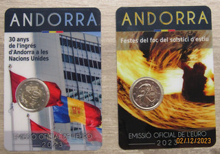 2 2 Euro Sondermünze Andorra 2023 Sonnenwende Vereinte Nationen