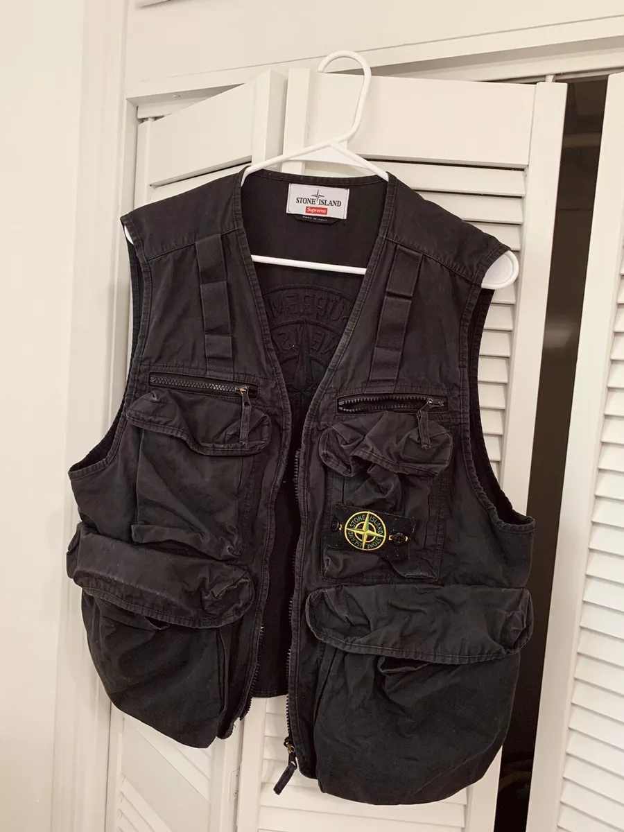 Authentic stone island x supreme black cargo vest sold out tagged