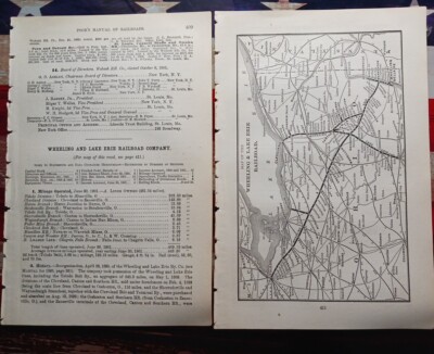 1902 Train Route Map + Report WHEELING & LAKE ERIE RAILROAD Fuller Mine Ohio