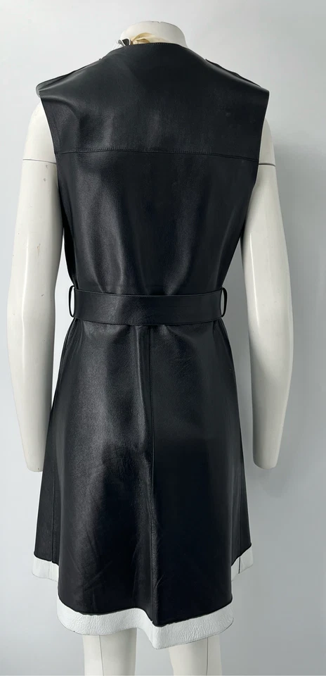 Vestido Camisa Marni Edición Verano 2013 Negro Cuero Genuino Cinturón Talla 42  Foto 3 de 4