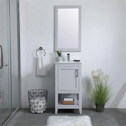 Elegant Decor Aqua 32" x 18" Wood Frame Bathroom Mirror in Gray - Picture 10 of 10