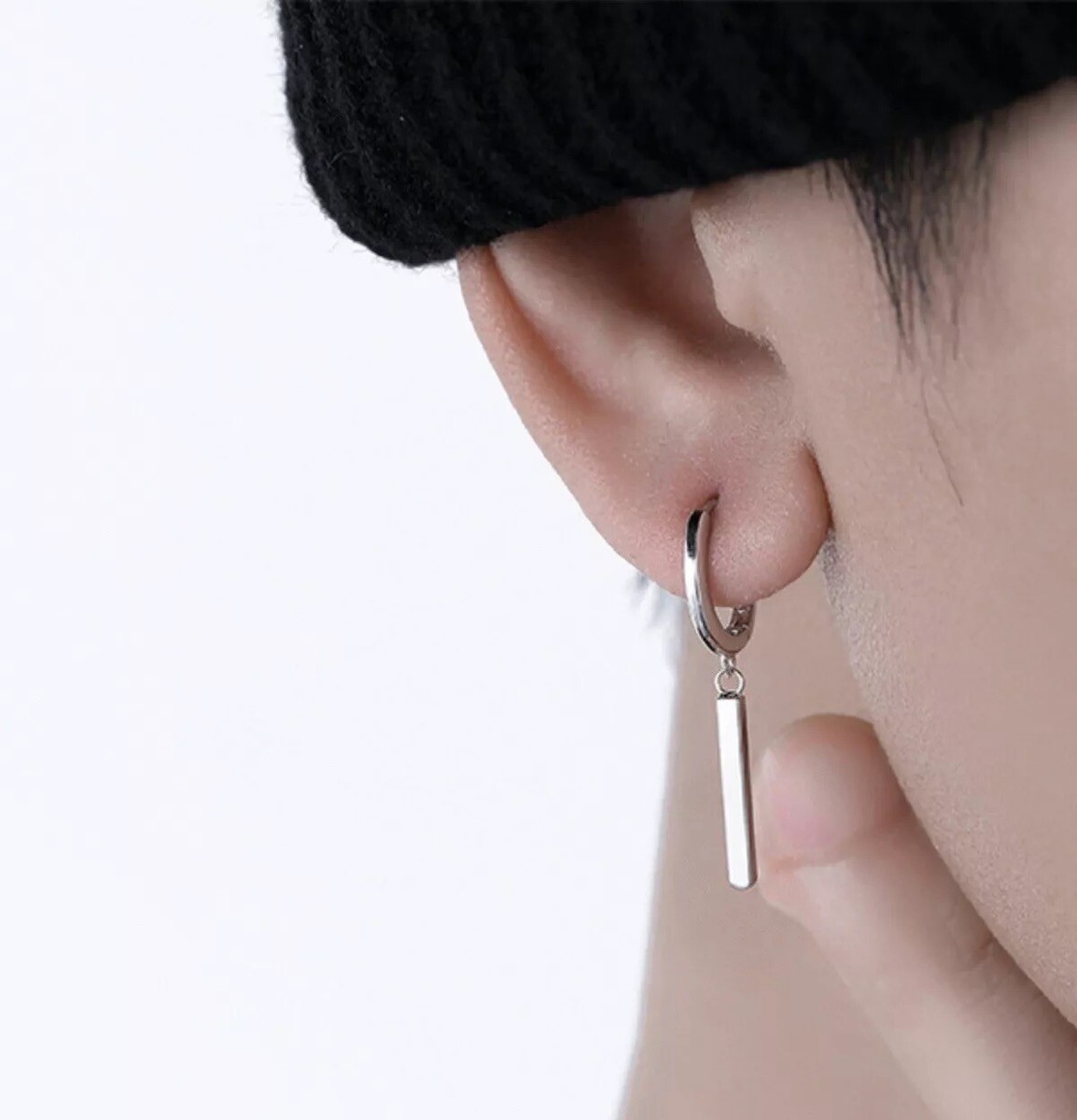 14mm Hoop Surgical Steel 2cm Bar Minimalist Korean Earrings 14mm Hoop Surgical Steel 2cm Bar Minimalist Korean Earrings