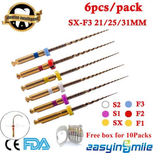 6Pcs Dental Endo Rotary Files X-Pro Gold Taper NITI Root Canal Files 21/25/31MM - Picture 1 of 34