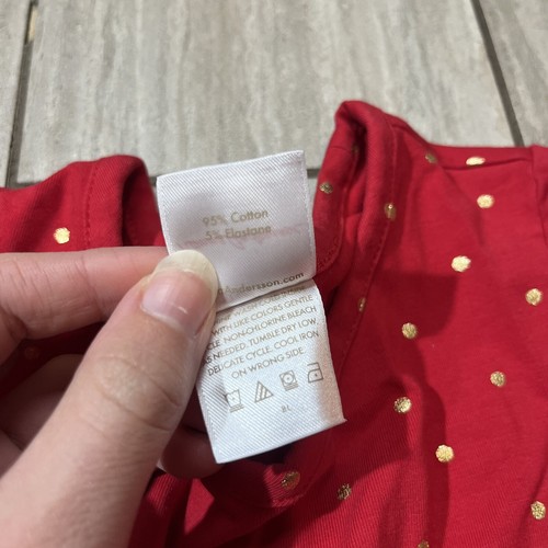 Hanna Andersson Red Kids Long Sleeve Gold Dot Holiday Dress Size 4 - Picture 4 of 4