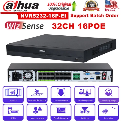 DAHUA IP Camera SMD Plus Kit 32CH 16POE AI NVR CCTV SyStem 8MP 4K WizSense Lot 9 - Picture 2 of 22